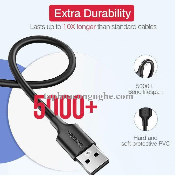Ugreen 60827 3M màu đen cáp Micro Usb 2.0 mạ nickel chống nhiễu us289 30060827